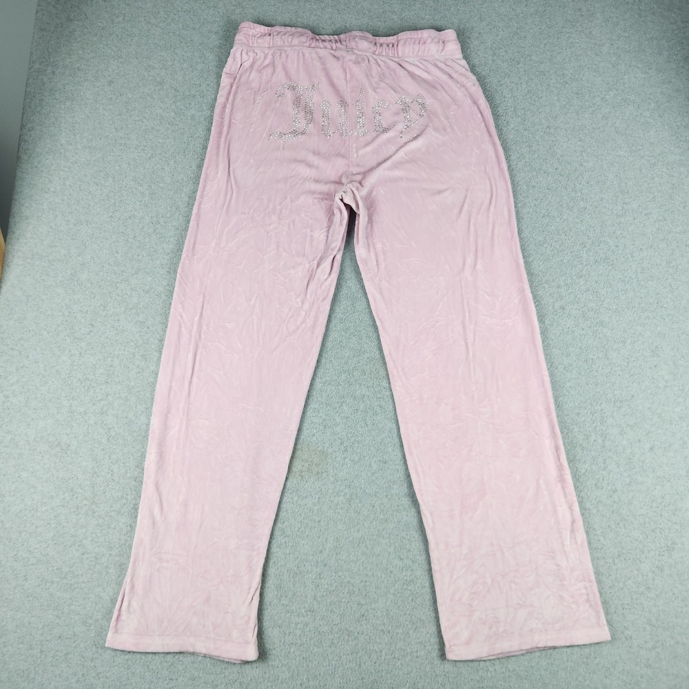 Juicy Couture Sleepwear Pants Womens XL Pink Velour Rhinestone Logo Relaxed Y2K